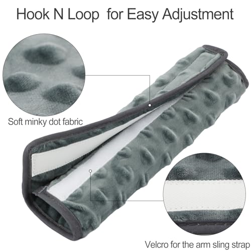 1Pc Arm Sling Padding for Neck Arm Sling Strap Cushion Neck Pad Cushions Shoulder Brace Carry Strap Pads Elbow Wrist Injury Support Strap Padded Women Men Minky Dot Dark Gray - color: Minky Dot Dark Gray-1pc