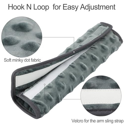 1Pc Arm Sling Padding for Neck Arm Sling Strap Cushion Neck Pad Cushions Shoulder Brace Carry Strap Pads Elbow Wrist Injury Support Strap Padded Women Men Minky Dot Dark Gray - color: Minky Dot Dark Gray-1pc