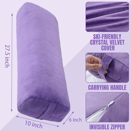 MABOZOO Yoga Bolster Pillow, Rectangular Bolster for Restorative Yoga & Meditation, Professional Meditation Cushion with Carry Handle, 27"X10"X6" - color: purple