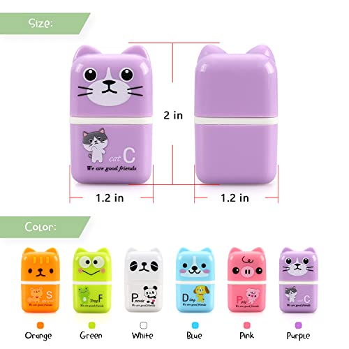 Tamaki 6 Pack Erasers for Kids, Cute Erasers with Cover and Roller | Pencil Rubber Eraser for Party Favors Gift Supplies