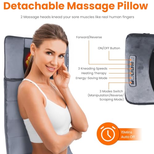 KOCASO Full Body Massage Mat with Heat & Vibration，Back Massager with 10 Motors，Massage Pad with Heat Timer for Relaxation，Body Massagers for Muscles，Ideal Gift for Parents - size: 19.29 x 7.87 x 13.78 in