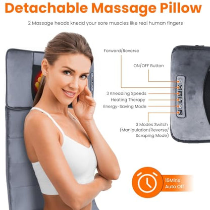 KOCASO Full Body Massage Mat with Heat & Vibration，Back Massager with 10 Motors，Massage Pad with Heat Timer for Relaxation，Body Massagers for Muscles，Ideal Gift for Parents - size: 19.29 x 7.87 x 13.78 in