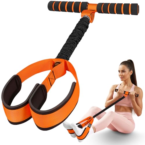 Pedal Resistance Bands with Handles, Upgrade Women Exercise Bands for Full Body Training, Core, ABS, Legs, Glutes, Arms, Pilates, Physical Therapy, Strength, Sit Up Equipment for Home Workout - color: Orange 75lbs