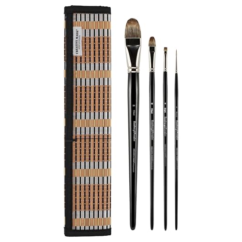 Creative Mark Hamburg Premiere Professional Oil Painting Brushes - Large Asst Set of 4 Handmade Oil Paint Brushes w/ #24 Filbert - Natural & Synthetic Blend, Long Triple-Lacquered Birch Handle - size: Large - Set of 5