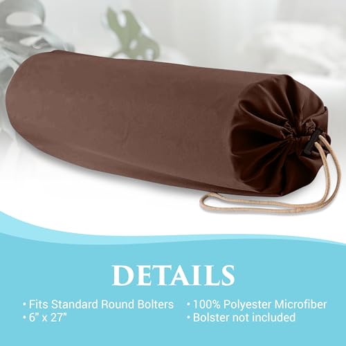 NRG Microfiber Bolster Covers Round Massage Bolster Pillow Covers - 6" x 27" - 100% Polyester Microfiber - Soft & Durable - Protection from Stains & Oil - Drawstring Closure (Dark Chocolate) - color: Dark Chocolate, size: 6" x 27"
