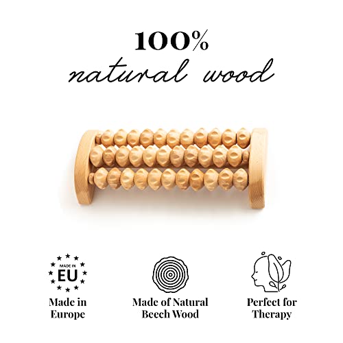tuuli Wooden Foot Massager, Grooved Muscle Roller, Helps Ease Muscle Tension and Improve Blood Circulation, Natural Wood Therapy Massage Tools for Feet (M) - size: M