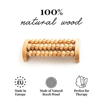 tuuli Wooden Foot Massager, Grooved Muscle Roller, Helps Ease Muscle Tension and Improve Blood Circulation, Natural Wood Therapy Massage Tools for Feet (M) - size: M