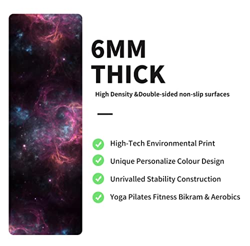 nuveti Yoga Mat Print Extra Thick TPE Non Slip Fitness Exercise Mat with Carrying Bag,72"x24" Extra Thick 6MM Exercise & Workout Mat for Yoga, Pilates Fitness and Floor Exercises - color: Moon