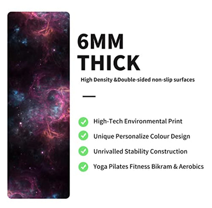 nuveti Yoga Mat Print Extra Thick TPE Non Slip Fitness Exercise Mat with Carrying Bag,72"x24" Extra Thick 6MM Exercise & Workout Mat for Yoga, Pilates Fitness and Floor Exercises - color: Moon