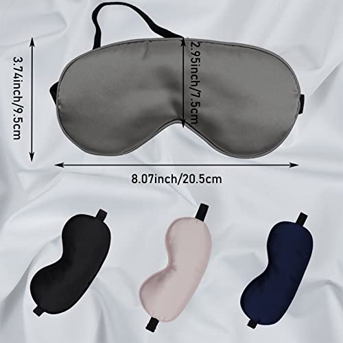 LERSVICVIL 4 Pack Eye Mask for Sleeping Silky Soft Satin Blindfold Adjustable Strap Night Eye Cover for Women Men - color: Navy Blue, Light Pink, Black and Silver