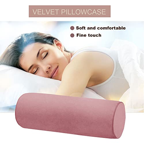 Memory Foam Neck Pillow 16x6 Inch for Sleeping,Side Back Stomach Sleeper, Car or Office Chair Sofa,Support Pillow for Posture & Comfortable Spine Position with Soft Velvet Pillowcase (Pink) - color: Pink, size: 16X6