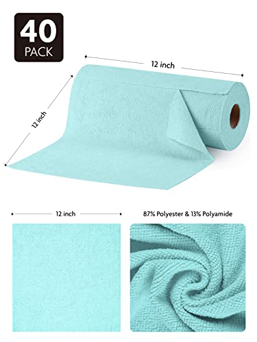 Fantasticlean Microfiber Cleaning Cloth Roll- 40 Sheets, 12" x 12" (Blue) - color: Blue, size: 40 pack
