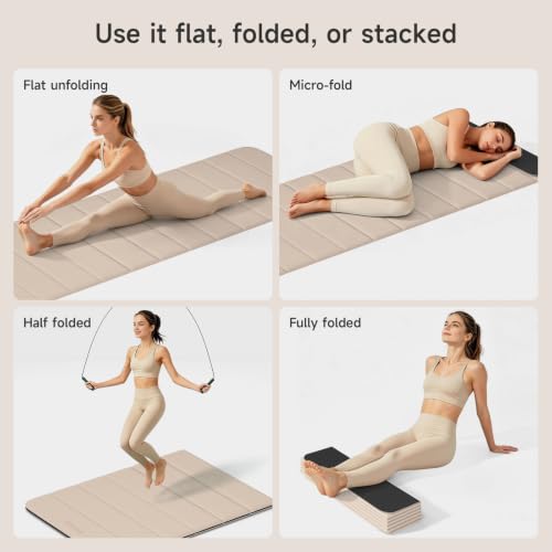 12-Fold POE Yoga Mat 75x26x0.4 Inches | Non-Slip, Compact, Workout-Friendly for Yoga, Pilates, Strength Training & Meditation - color: Milk coffee+Black