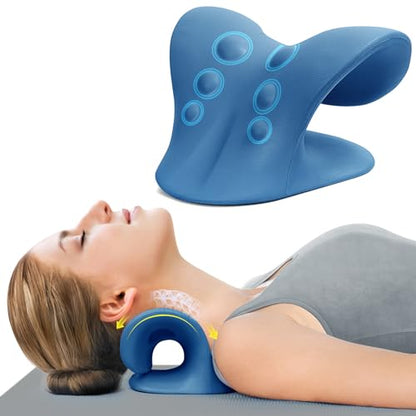 ComfortLife Neck Stretcher for Pain Relief, Neck and Shoulder Relaxer Cervical Traction Device Pillow for TMJ Pain Relief (Dark Blue) - color: Dark Blue