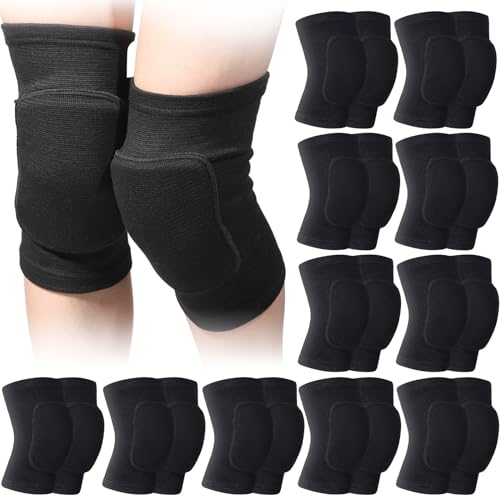 Lenwen 12 Pairs Volleyball Knee Pads Soft Breathable, Large, Black - color: Black, size: Large