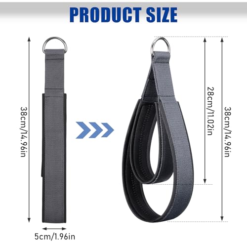 TOBWOLF 2PCS Pilates Straps for Reformer, Double Loop D Ring Foot Hand | Non Slip Padded Grip | Sweat-Resistant Comfort for Pilates | Exercise Straps for Yoga & Home Gym Workouts - color: Scuba Fabric Liner - Dark Grey