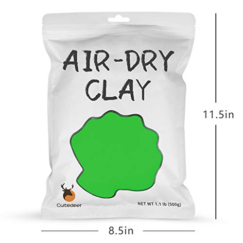 Cutedeer Green Air Dry Clay, 1.1lb Foam Modeling Clay, Soft Squishy Molding for Kids Adults, Arts & Crafts Project Slime Supplies(1.1lb - 1 Pack, Green) - color: Green, size: 1.1lb - 1 PACK
