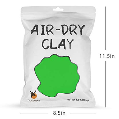 Cutedeer Green Air Dry Clay, 1.1lb Foam Modeling Clay, Soft Squishy Molding for Kids Adults, Arts & Crafts Project Slime Supplies(1.1lb - 1 Pack, Green) - color: Green, size: 1.1lb - 1 PACK