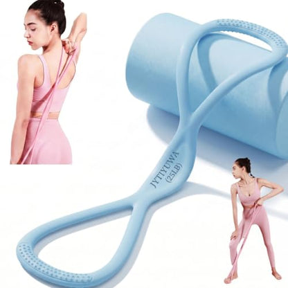 Resistance Bands with Handles,Figure 8 Resistance Band Elastic Fitness Bands Exercise Band for Home Yoga Gym Workout - color: Blue-25LB