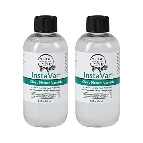Tusc & Pine InstaVar™ Gloss Picture Varnish - Archival Quality Varnish for Oil, Alkyd, and Acrylic Artists - 8.4oz Bottle - 2 Pack - size: 8.4oz