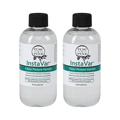 Tusc & Pine InstaVar™ Gloss Picture Varnish - Archival Quality Varnish for Oil, Alkyd, and Acrylic Artists - 8.4oz Bottle - 2 Pack - size: 8.4oz