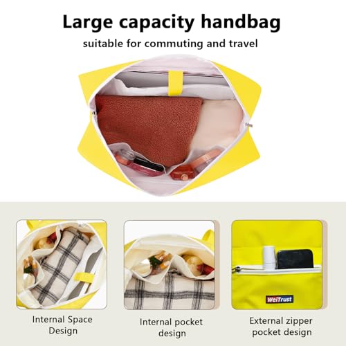 Gym Bag for Women Men, Water-Resistant Duffle Bag for Travel Sports, Lightweight Carry On Bag with Handles and Detachable Shoulder Strap (Yellow) - color: Yellow