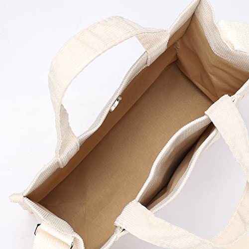 WantGor Tote Bag for Women, Corduroy Crossbody Bags Shoulder Handbag - color: Beige