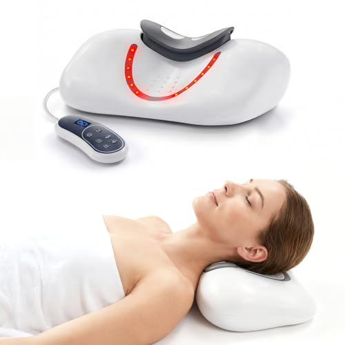 3-in-1 Shiatsu Neck & Back Massager with Heat, Vibration & Airbag Traction, Portable Cordless Electric Massage Pillow Ergonomic Design for Deep Tissue Pain Relief Muscle Relax