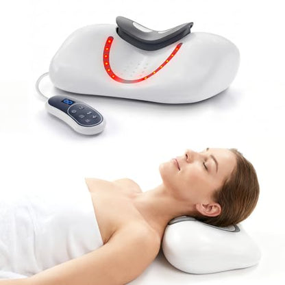 3-in-1 Shiatsu Neck & Back Massager with Heat, Vibration & Airbag Traction, Portable Cordless Electric Massage Pillow Ergonomic Design for Deep Tissue Pain Relief Muscle Relax