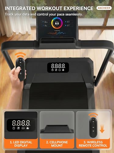 ANCHEER Walking Pad with Handle Bar, 12% Incline, Foldable Treadmill - color: BBlackk