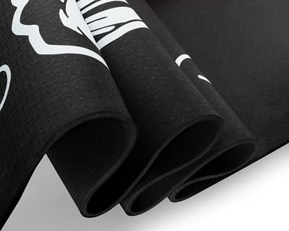 Yoga Mat - Large Print, Non-Slip Grip, TPE All Purpose, Black, Let That Go