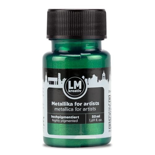Metallic Acrylic Paint 1.69 fl oz - Green - Premium Metallic Paint for Artists and Crafters. High Coverage, Lightfast & Durable. Ideal for Canvas, Wood, Ceramic & More - color: Green