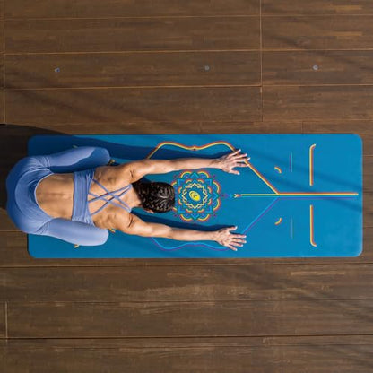 Liforme Printed Yoga Mat - Patented Alignment Design, Ultimate Grip - color: Rainbow - Blue Sky