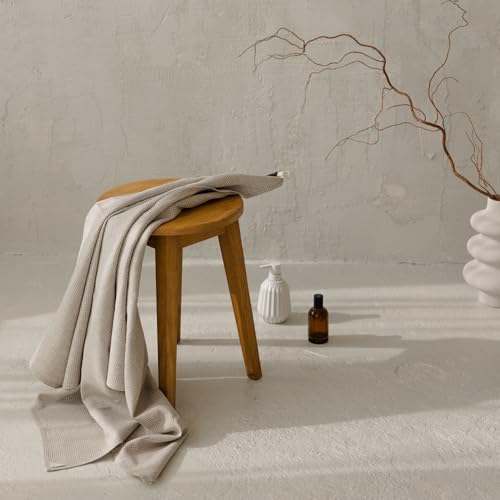 Linen Towel for Bathroom - 28x52-inch Waffle Weave Bath Towel - color: White Natural, size: Bath Towel