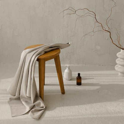 Linen Towel for Bathroom - 28x52-inch Waffle Weave Bath Towel - color: White Natural, size: Bath Towel