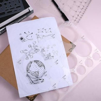 3 Pcs Circle Stencils for Drawing Geometric Drawings Templates Circle Shape Guide Stencil Measuring for Office School Building Formwork Drawings Template Multi-Size Reusable Drafting Tools