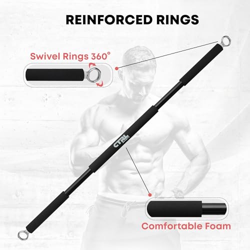 Resistance Band Bar for Fitness – Workout Bar for Exercise, Squat, Biceps, Triceps, Shoulders, Back – Adjustable 3 Parts Bar for Resistance Bands – Durable Portable Steel Pilates Resistance Bar
