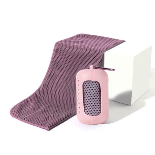 Pink Quick Dry Sports Towel with Lockable Silicone Bag Lightweight Cooling Sports Towel for Workout Portable Skin Friendly Towels Set for Travel Gym Yoga Outdoor Activities Breathable Soft Towels - color: Pink
