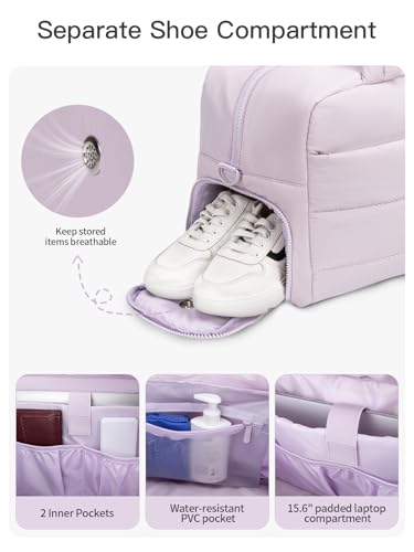 Gitus Travel Duffle Bag for Women Puffer Weekender Bags Carry on Gym Bag - color: Lavender