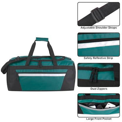 40 Liter, 22 Inch Reflective Duffle Bag with Shoulder Strap for Men, Women, Travel - color: Green