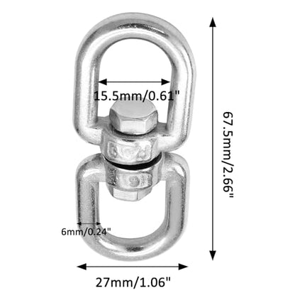 Bonsicoky M6 Double Ended Swivel Eye Hook, 2 Pcs | 304 Stainless Steel, Eye to Eye Swivel, Shackle Ring Connector - color: M6, size: 2 PCS