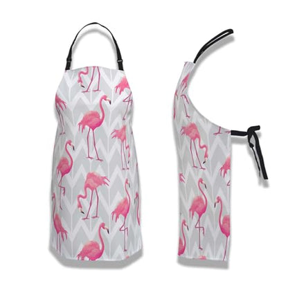 Garden Apron for Men Flamingo Cute Aprons for Women for Kitchen Cooking Restaurant BBQ Painting Crafting Gardening 27” (W) x 31” (H), Waterproof Apron - color: Flamingo