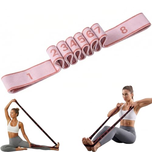 Resistance Bands for Working Out, Numbered Fabric Exercise Bands for Women Men, Non-Slip Stretching Strap with Loops for Yoga, Pilates, Physical Therapy,Dance, Home Workout Equipment - color: Pink, size: 8 Loops