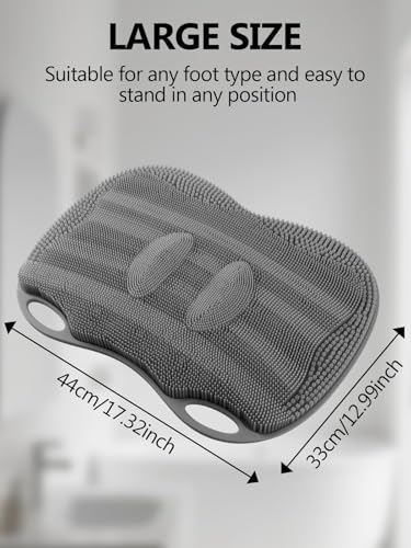 Kalolary Silicone Shower Foot Scrubber Mat with Non Slip Suction Cups - color: Grey