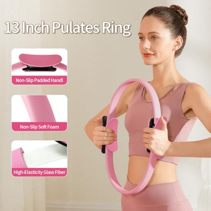 13-Piece Pilates Kit for Women, Pilates Equipment for Home Workouts, Pink