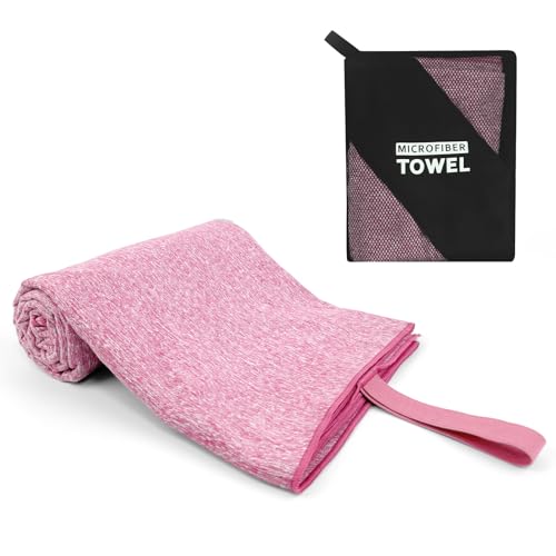 Microfiber Yoga Mat Towel Women Fast Drying Lightweight Camping Hiking Travel Beach Swimming Pool Body Towel(Light Pink, 1 Pack L(30X60 Inch) - color: Light Pink, size: 1 Pack L(30X60 Inch