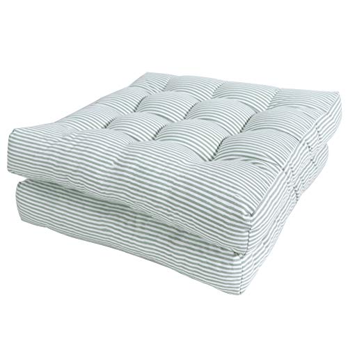 Tiita 22 Inch Square Floor Cushions, Floor Pillow for Sitting, Green | Thick Tufted Indoor Outdoor Seat Cushions for Adults, Yoga, Meditation, Living Room and Balcony - color: (Square)|green