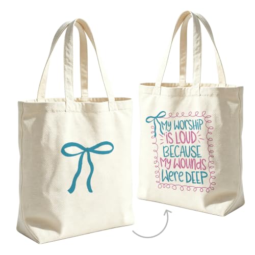 VICBOU Christian Canvas Tote Bag for Women Girls Birthday,Shoulder Bag with Pocket for Grocery Shopping Beach - color: Christbow02