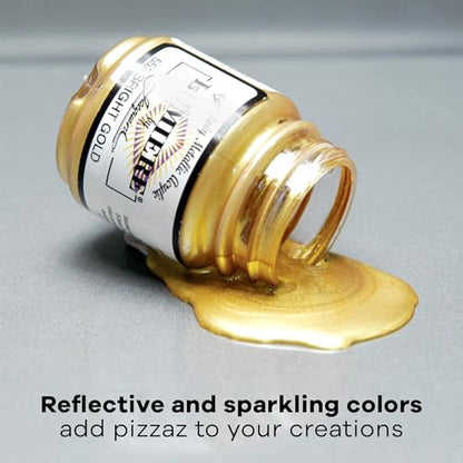 Jacquard Lumiere 8oz Fabric Paint Metallic Gold - Metallic Paint for Fabric Paper Wood Ceramic and Metal - Light-bodied Metallic Acrylic Paint - Lightfast & Vibrant Metallic Acrylic Paints - color: Metallic Gold, size: 8 Fl Oz (Pack of 1)