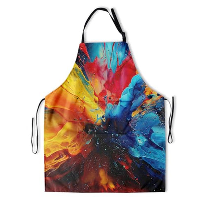 Artist Painting Apron with 2 Pockets Painters Art Aprons Gifts for Women Men - color: Colorful Paint Splatter Art